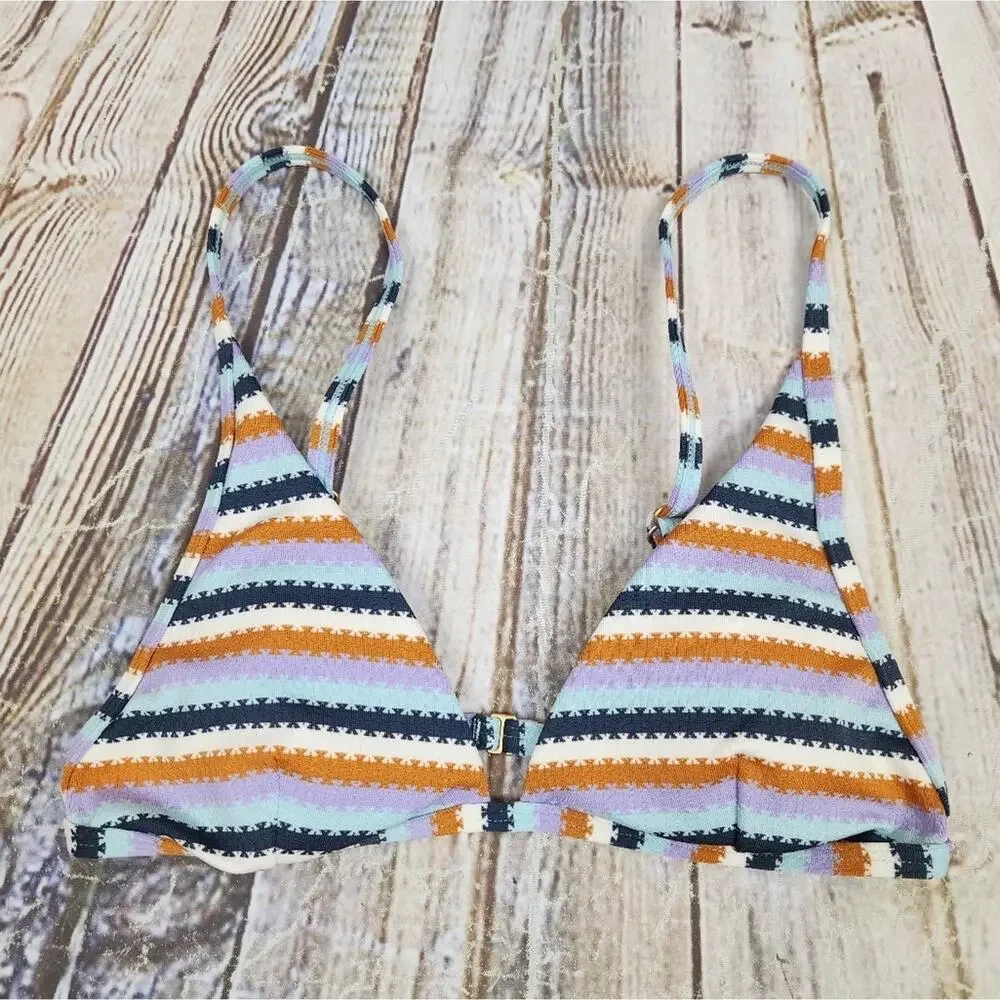 L*Space Millie Bikini Triangle Top Over the Moon Striped Small NWT